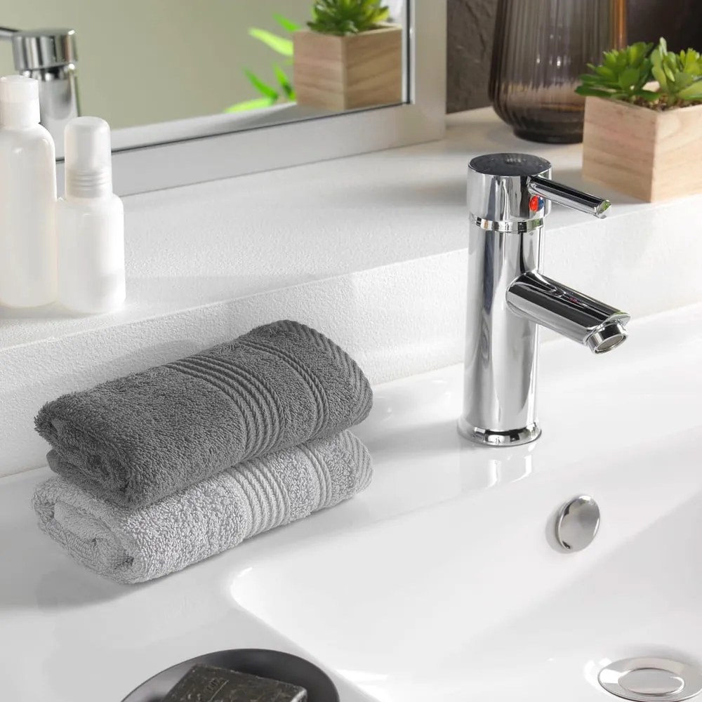 Тъмносива памучна кърпа от тери 30x50 cm Tendresse – douceur d'intérieur