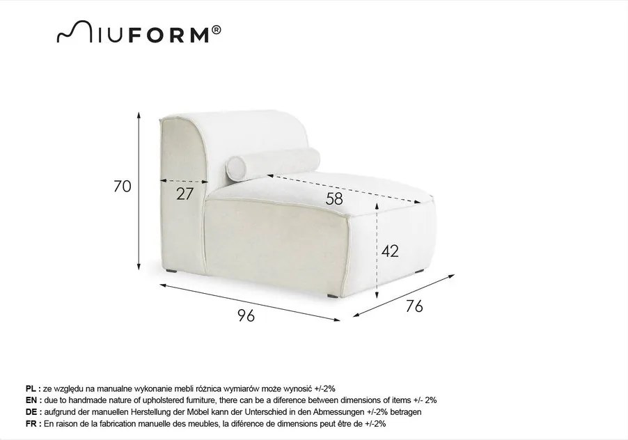 Светлосив модулен диван (среден модул) Flex Felix – Miuform