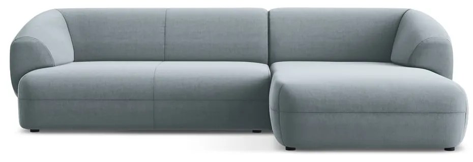 Светлосин кадифен ъглов диван (десен ъгъл) Moana – Makamii