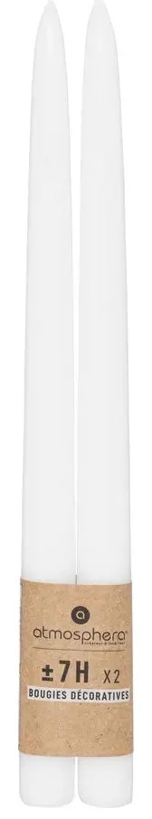 Свещи без аромат atmosphera Hugo, 30 cm, 2 бр - Бял