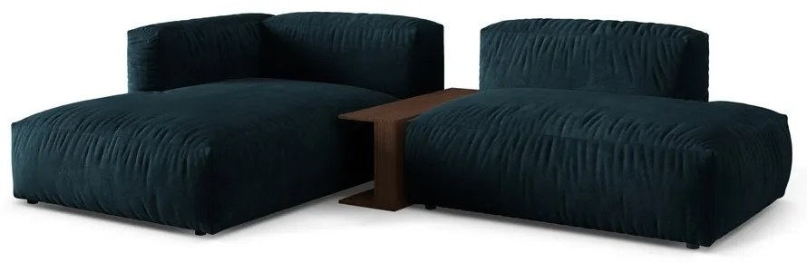 Тъмносин кадифен модулен ъглов диван (ляв ъгъл) Martina – Micadoni