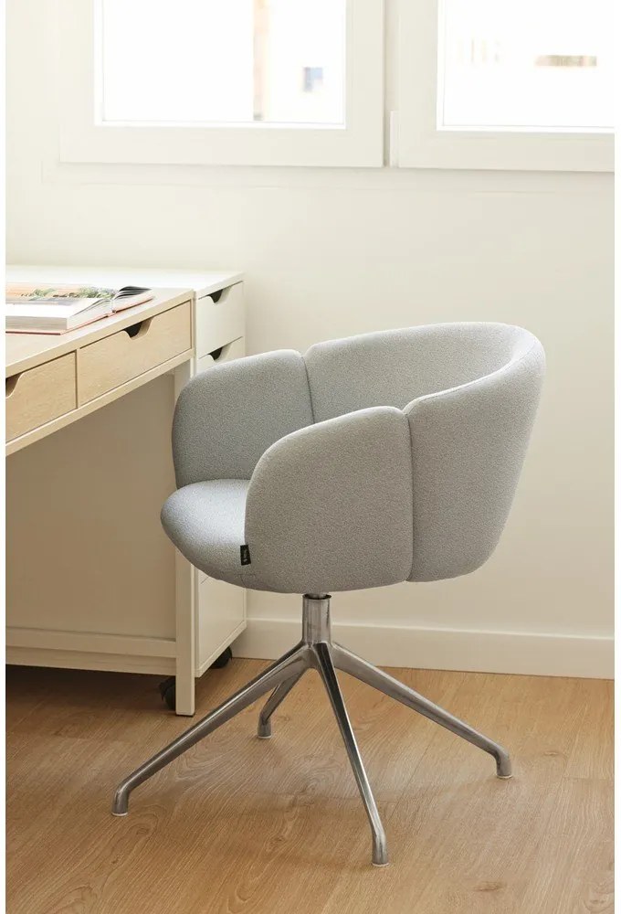 Светлосив тапициран трапезен стол с подлакътници Add – Teulat