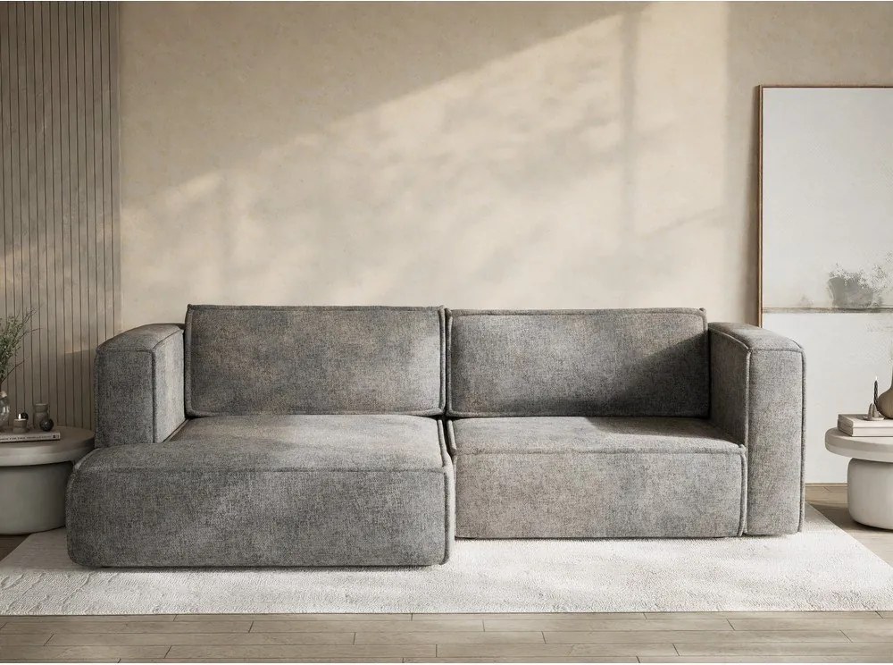 Сив шенилов сгъваем/с място за съхранение ъглов диван (ляв ъгъл) Velto – Maison de Rêve