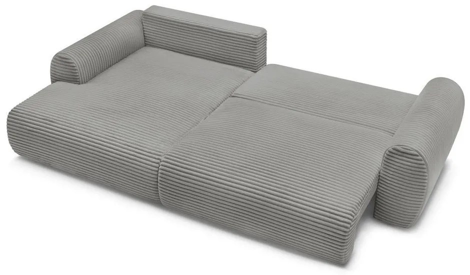 Тъмносив разтегателен ъглов диван от рипсено кадифе (ляв ъгъл) Lucien – Bobochic Paris