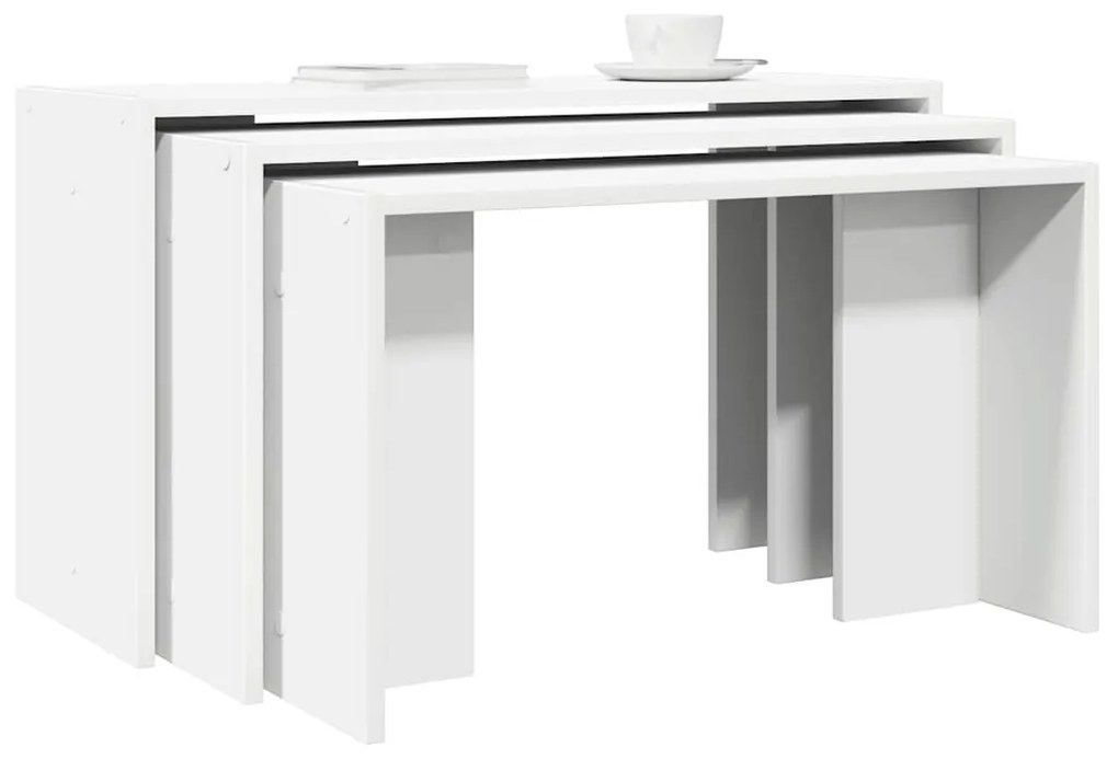 858533 vidaXL Стифиращи маси, 3 бр, бели, инженерно дърво