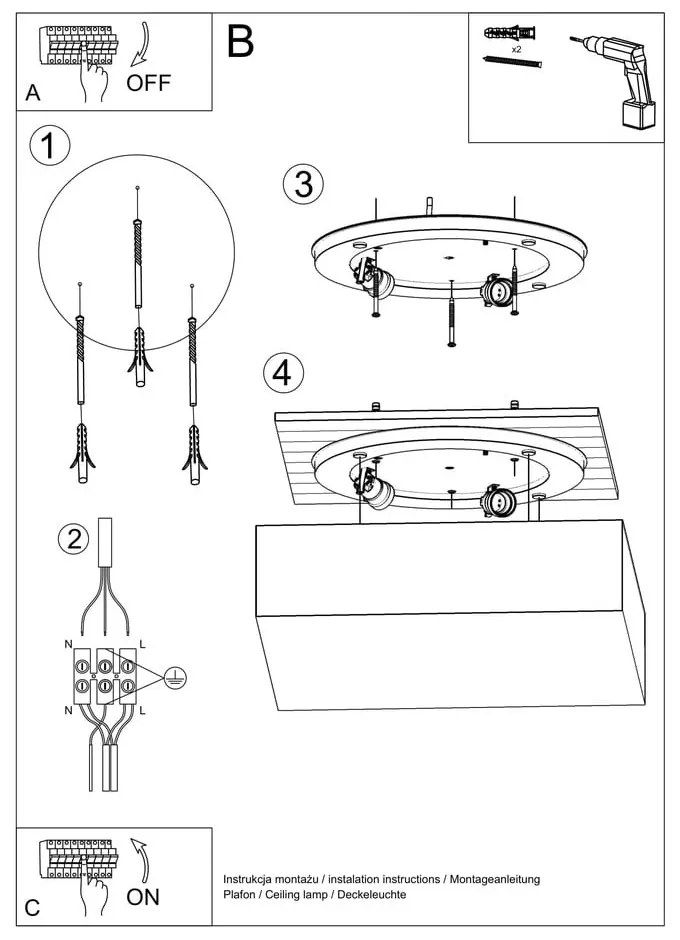Черна таванна светлина таван Mitra - Sollux