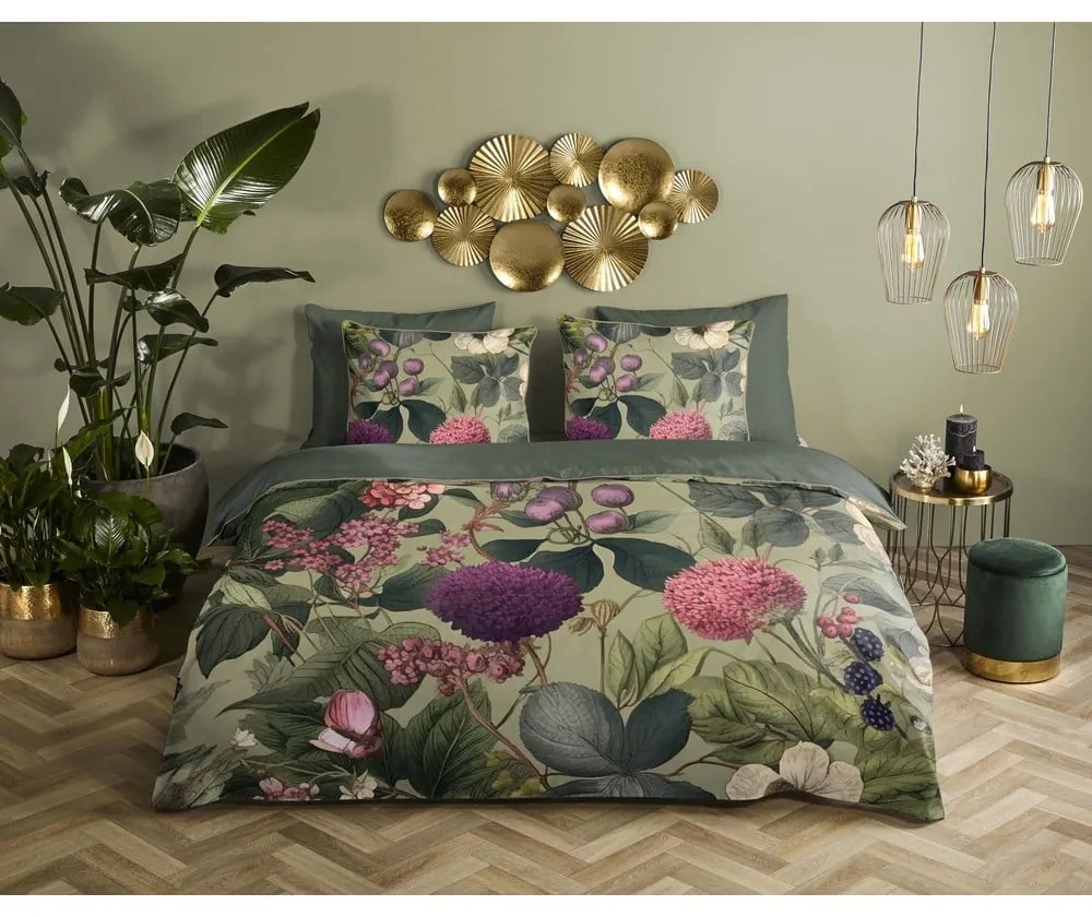 Единично удължено спално бельо от памучен сатен в цвят каки 140x220 cm Onaz – Descanso