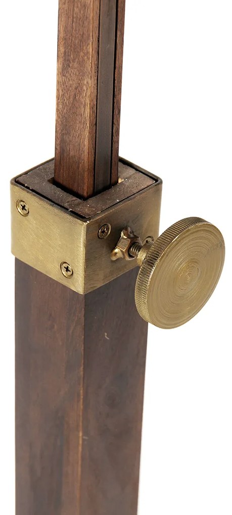 Индустриална подова лампа бронз с дърво регулируема - Haicha