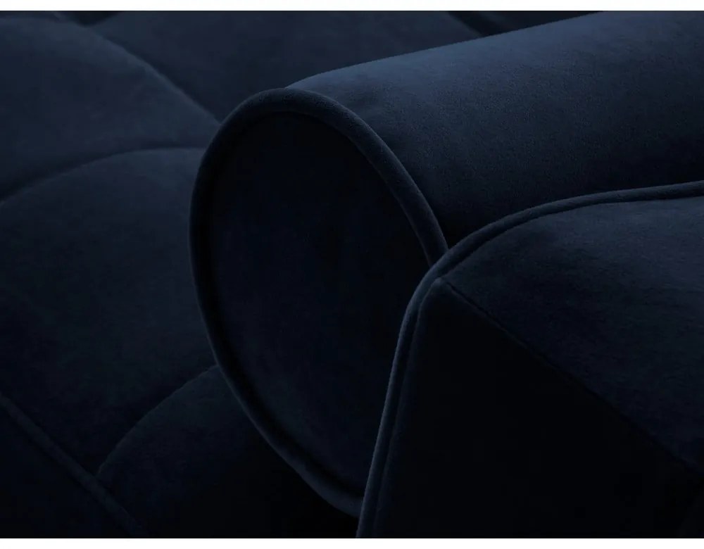 Ъглов разтегателен диван от синьо кадифе , десен ъгъл Santo - Milo Casa