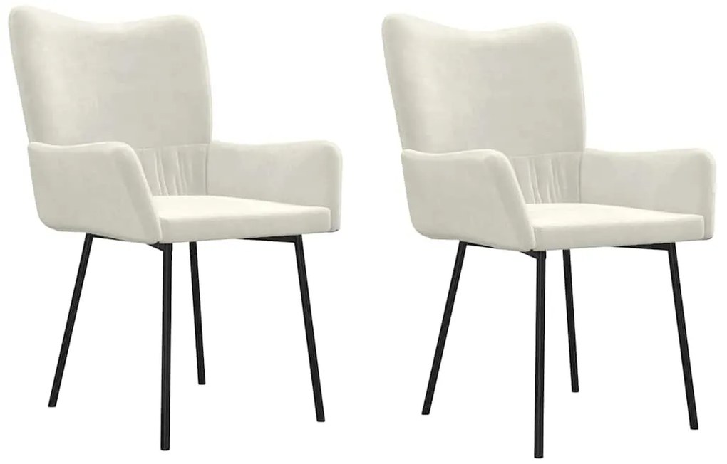 344807 vidaXL Трапезни столове, 2 бр, кремави, кадифе