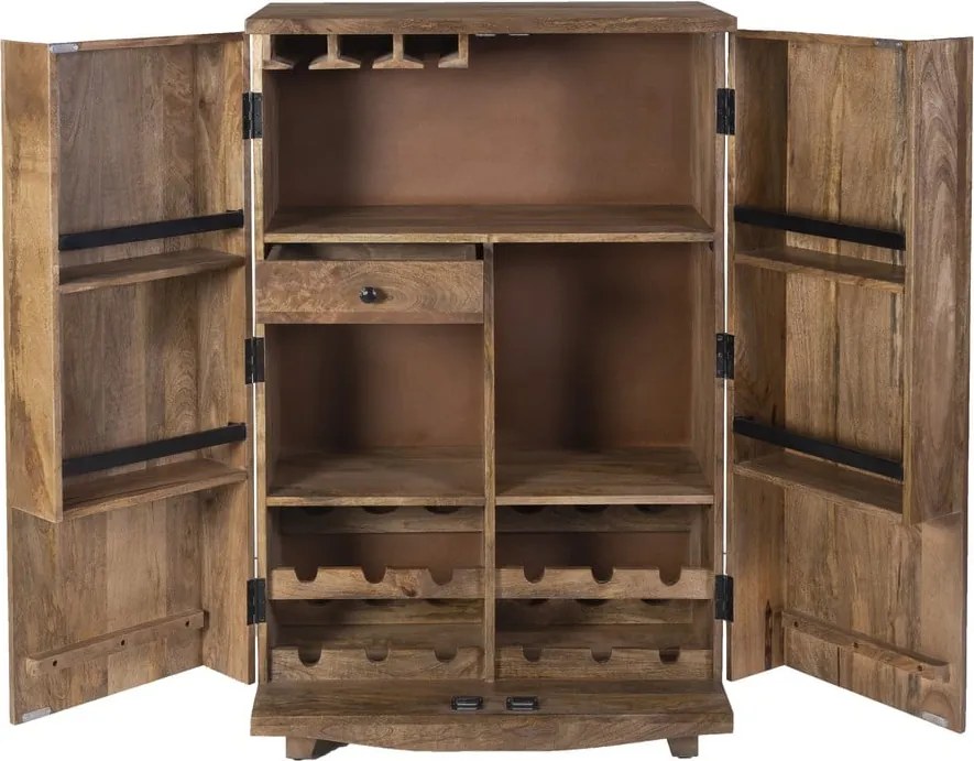 Шкаф за вино от масивно манго в естествен цвят брой бутилки 12, 74x122x46 cm Bombay – Interia Home &amp; Living