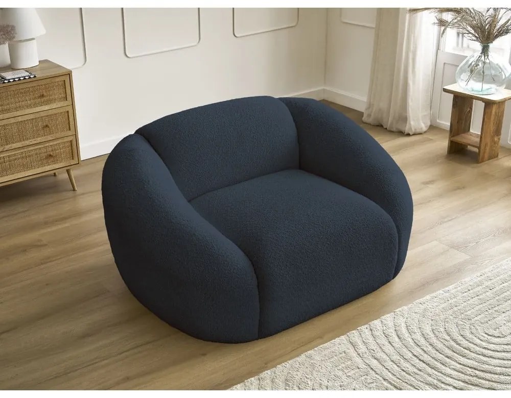 Тъмносиньо кресло от букле Tina – Bobochic Paris