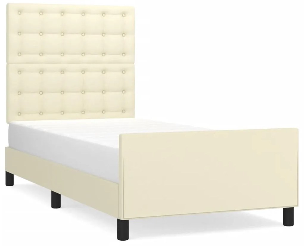 3125539 vidaXL Рамка за легло с табла, кремава, 80x200 см, изкуствена кожа
