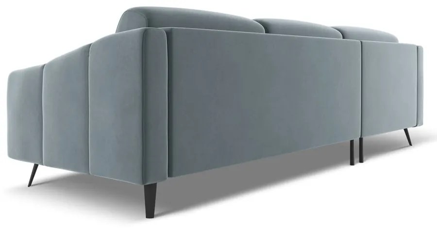 Светлосин кадифен ъглов диван (ляв ъгъл) Nalu – Makamii