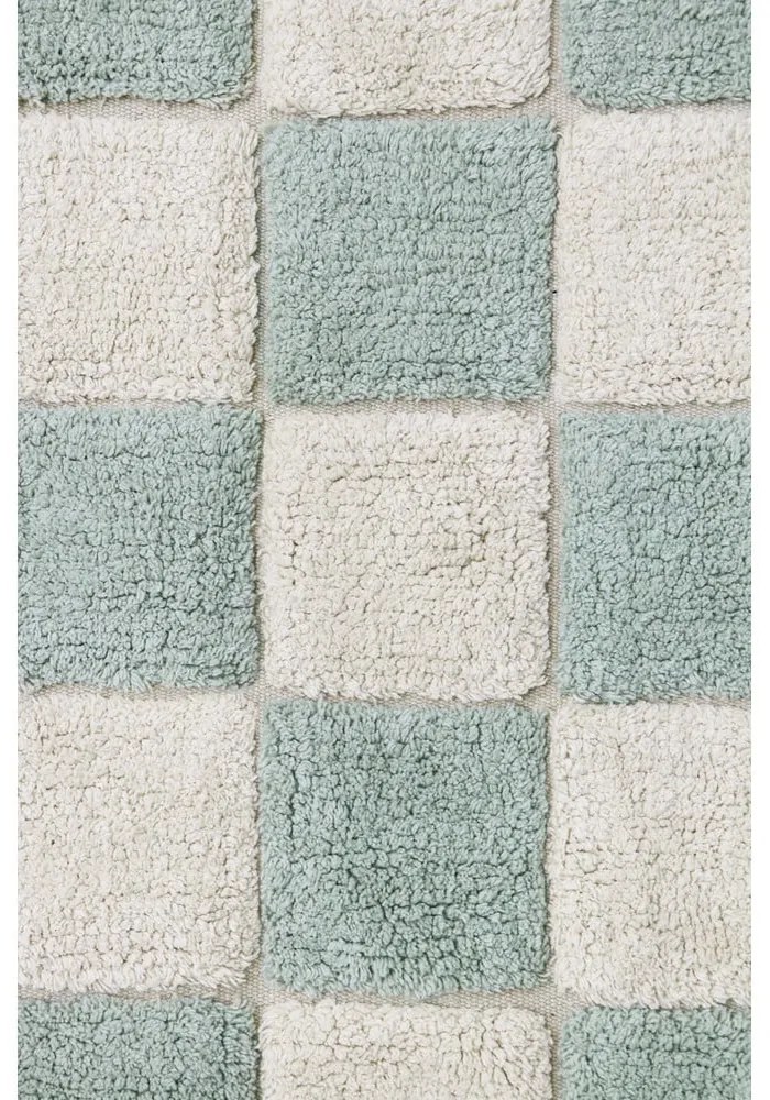 Светлосин и кремав ръчно изработен памучен килим подходящ за пране 120x160 cm Kitchen Tiles Blue Sage – Lorena Canals