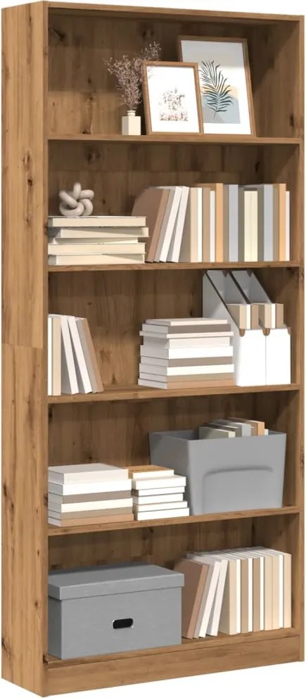 857861 vidaXL Библиотека, дъб артизан, 80x24x176 см, инженерно дърво