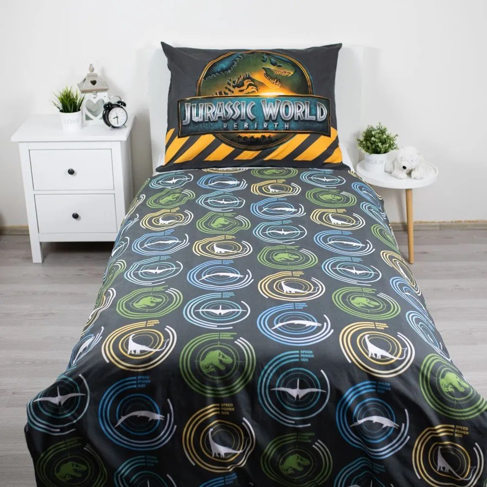 Единично памучно детско спално бельо 140x200 cm Jurassic World "T-Rex" – Jerry Fabrics