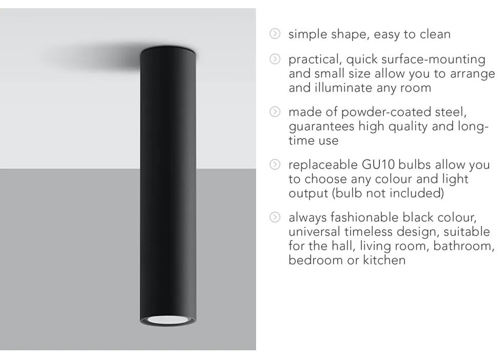 Черно таванно осветително тяло Castro - Sollux