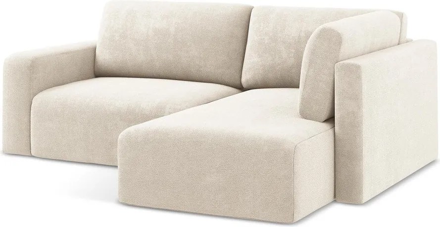 Кремав шенилов сгъваем/с място за съхранение ъглов диван (десен ъгъл/L форма) Kona – Makamii