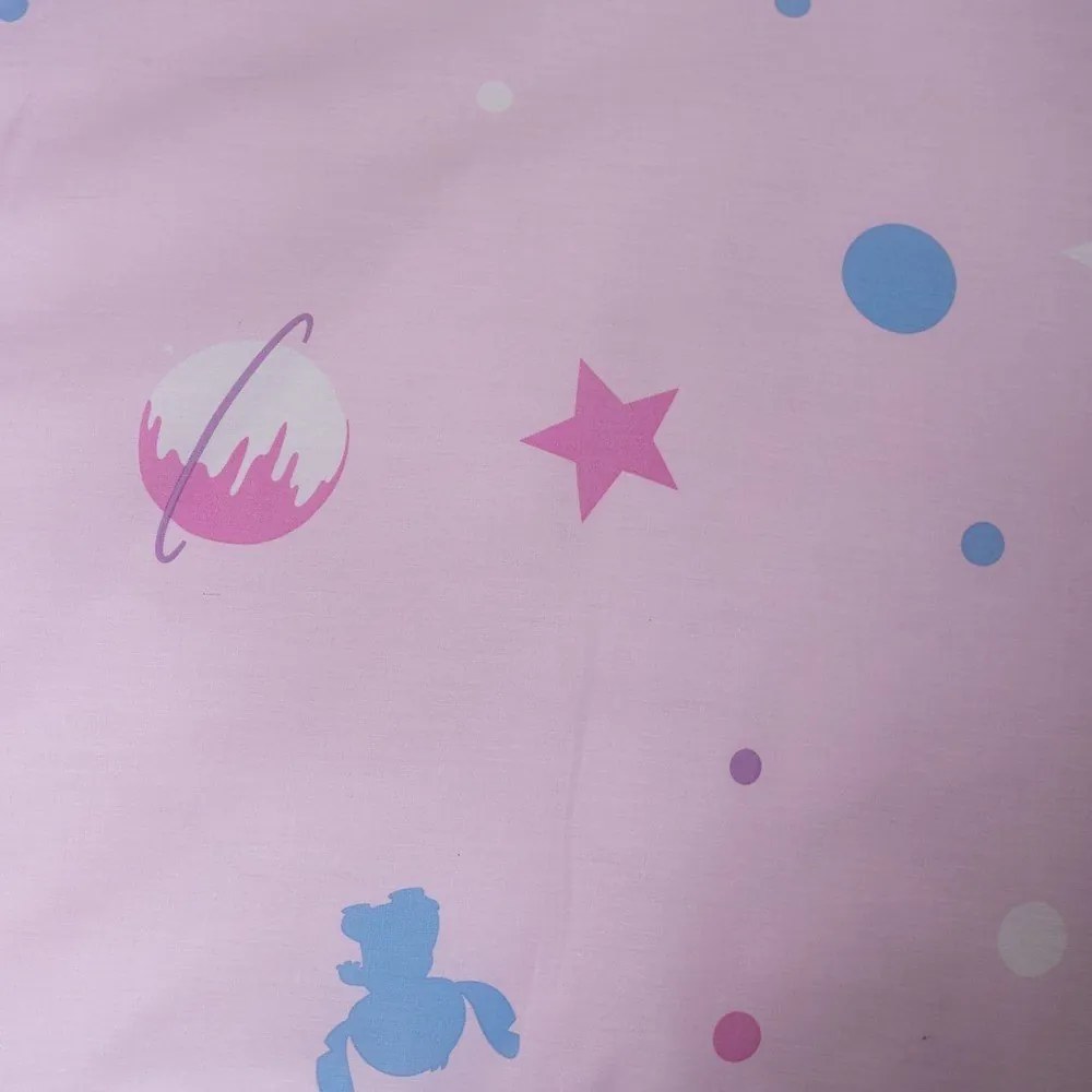 Розово единично памучно детско спално бельо 140x200 cm Lilo a Stitch "Universe" – Jerry Fabrics