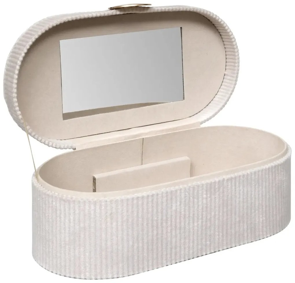 Кутия за съхранение atmosphera Enya, 25 cm, Велур - Бежов