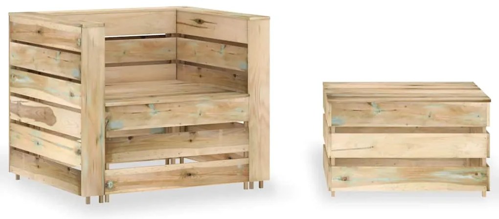 316204 vidaXL Градински лаундж комплект палети 2 части зелен импрегниран бор