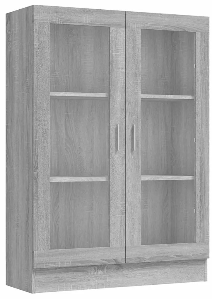 815619 vidaXL Шкаф витрина, сив сонома, 82,5x30,5x115 см, инженерно дърво