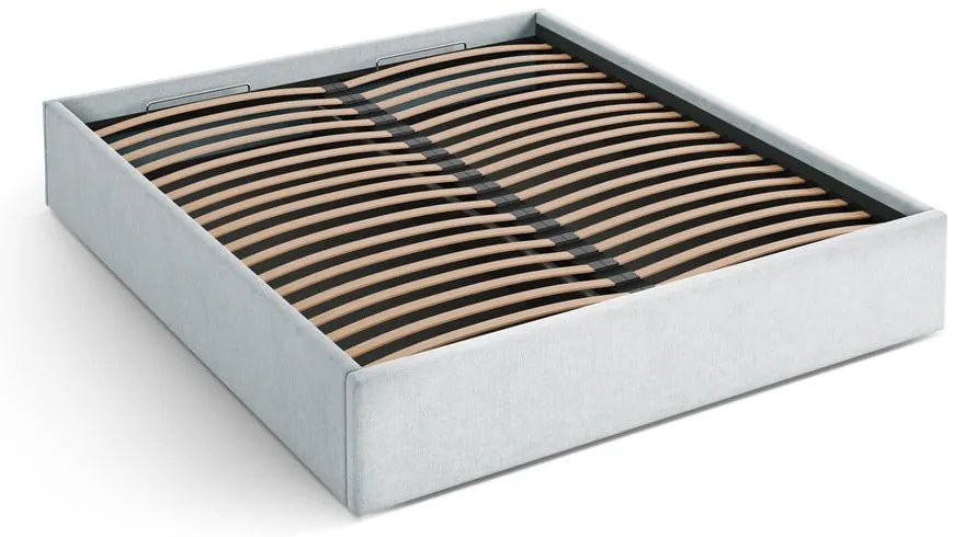 Светлосиво двойно легло 140x200 cm тапицирано с място за съхранение/без табла с включена подматрачна рамка Susan – Micadoni