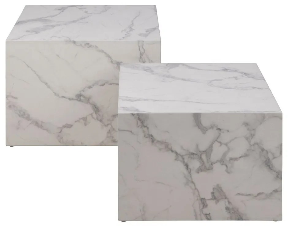 Бели масички за кафе в комплект от 2 бр. от декор от мрамор 58x58 cm Dice – Actona