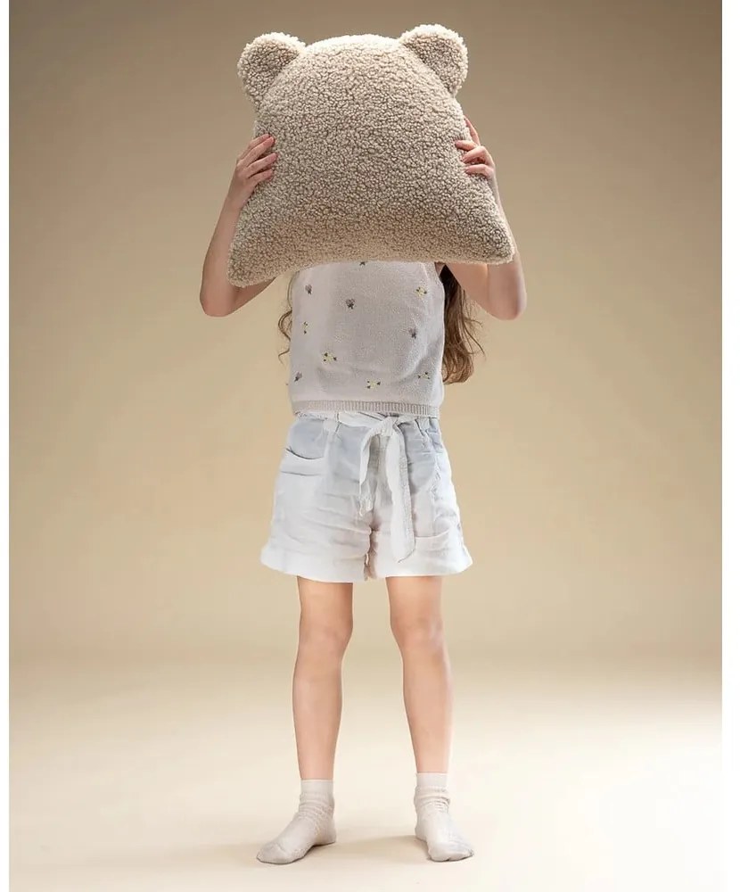 Светлокафява детска възглавница за диван от букле Bear – Wigiwama