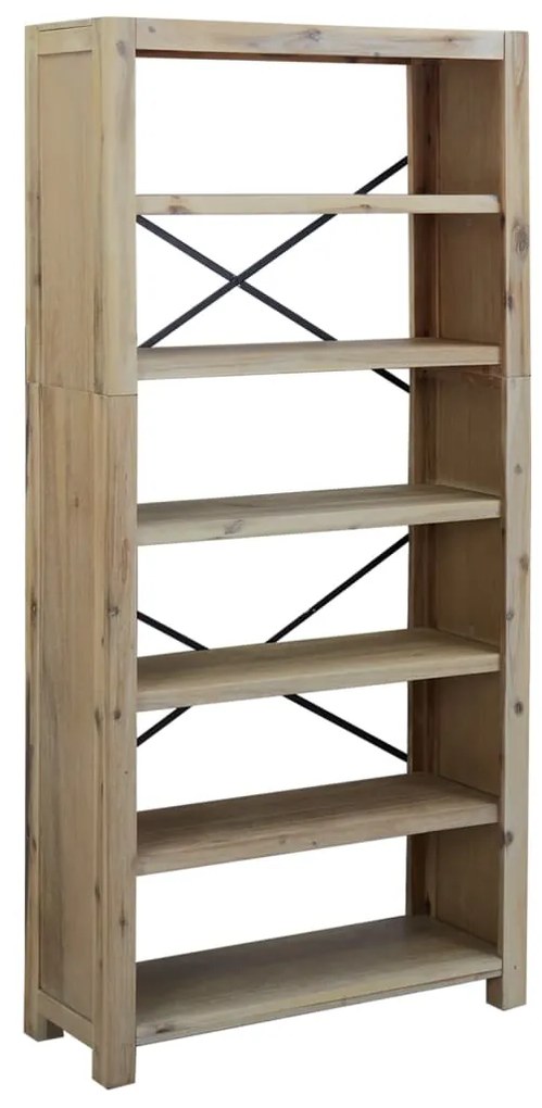 345083 vidaXL Библиотека с 6 рафта, 80x30x170 см, акациево дърво масив
