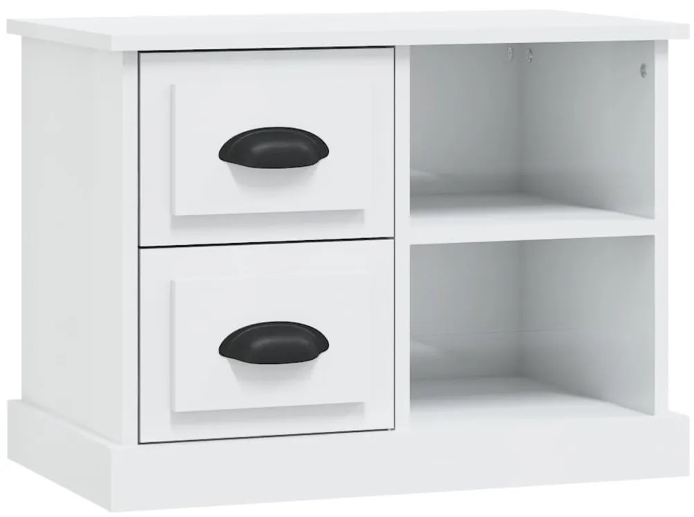 816370 vidaXL Нощно шкафче, бял гланц, 60x35,5x45 см