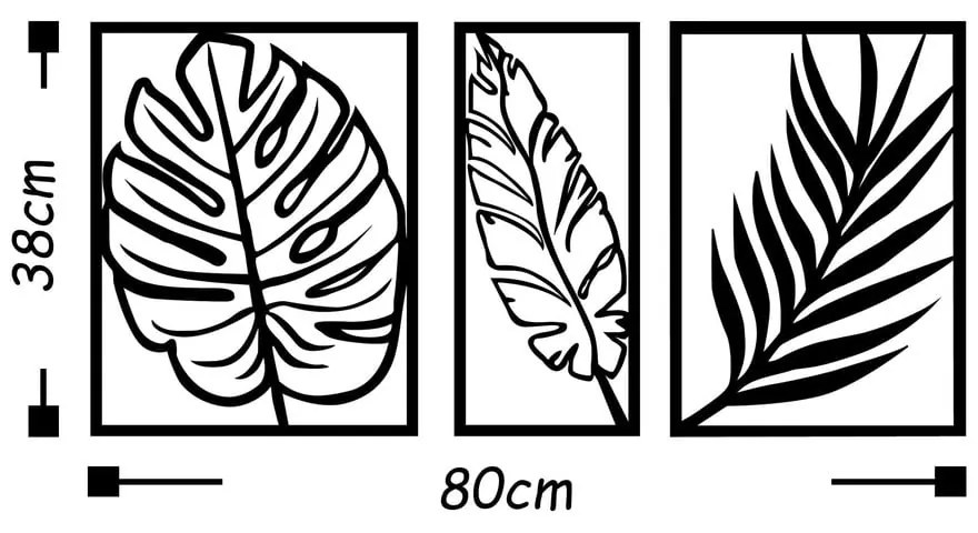 Метална декорация за стена 80x38 cm Leaf - Wallity