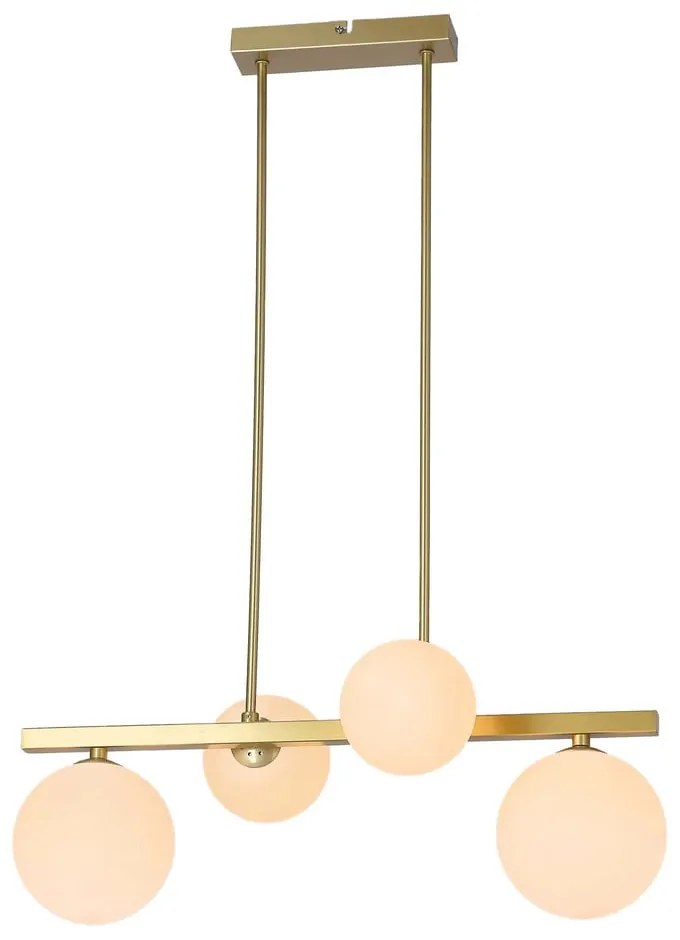 Висящо осветително тяло със стъклен абажур в бяло и златисто Kama – Candellux Lighting