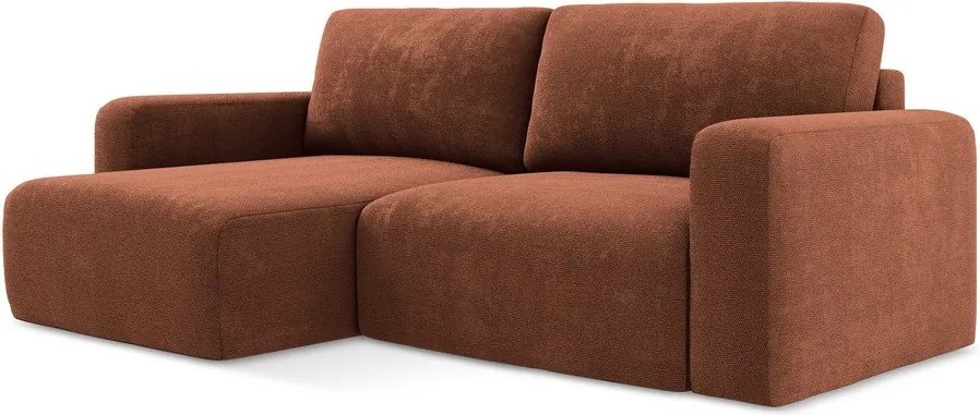 Теракотен шенилов сгъваем/с място за съхранение ъглов диван (ляв ъгъл) Kona – Makamii