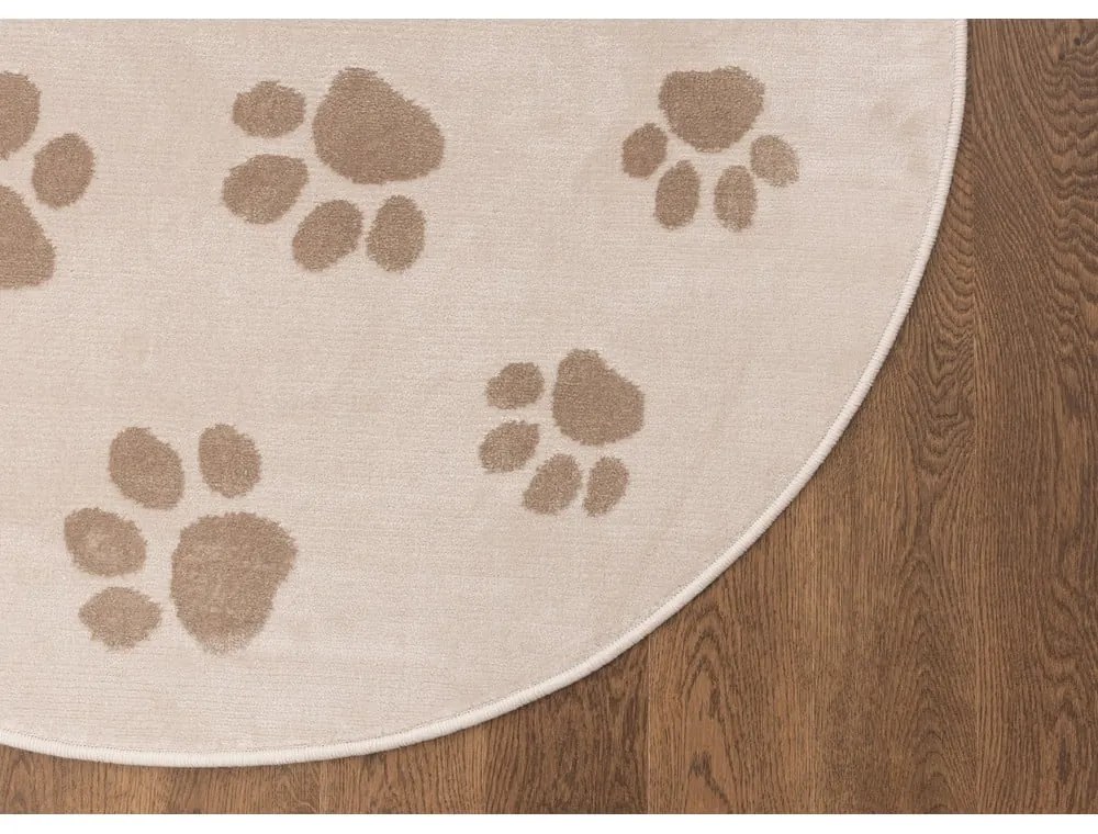 Бежов детски килим ø133 cm Paws Light Beige – FD