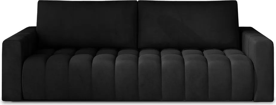 Черен кадифен разтегателен диван с място за съхранение 247 cm Lazaro – ELTAP