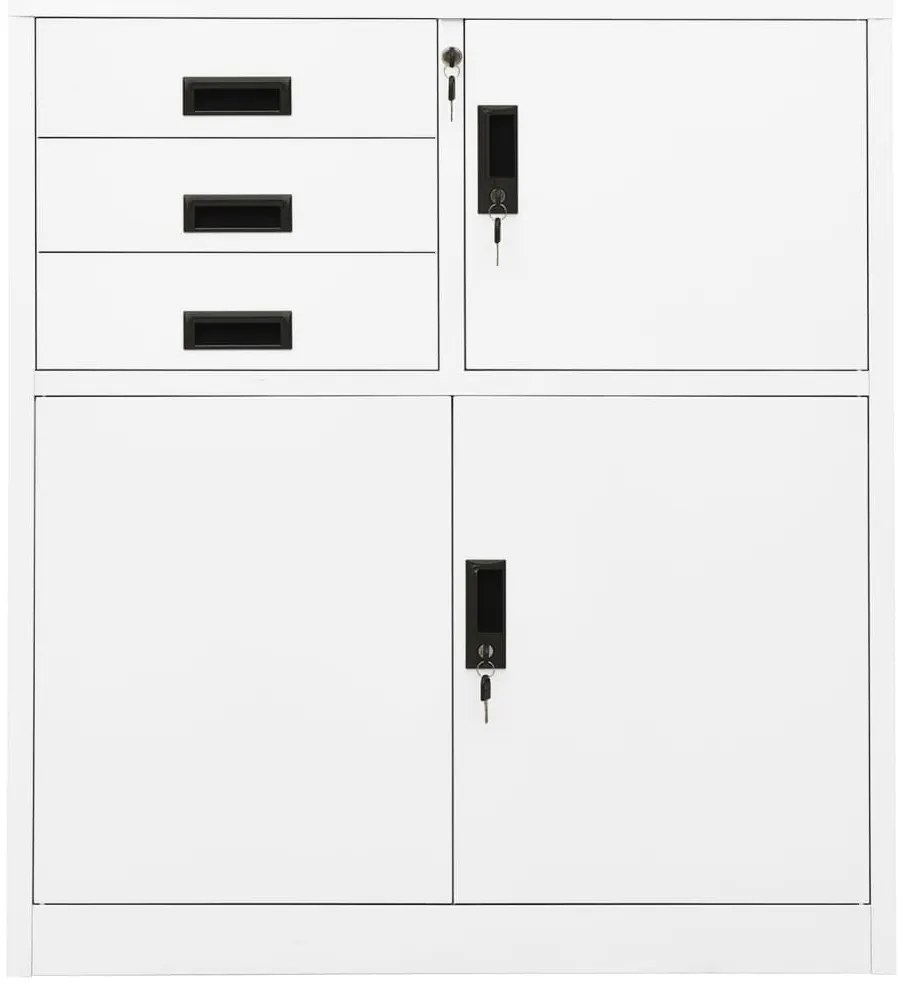 336405 vidaXL Офис шкаф, бял, 90x40x102 см, стомана