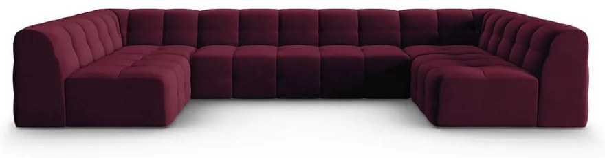 Ъглов диван от кадифе в цвят бордо (U-образен) Kendal - Micadoni Home