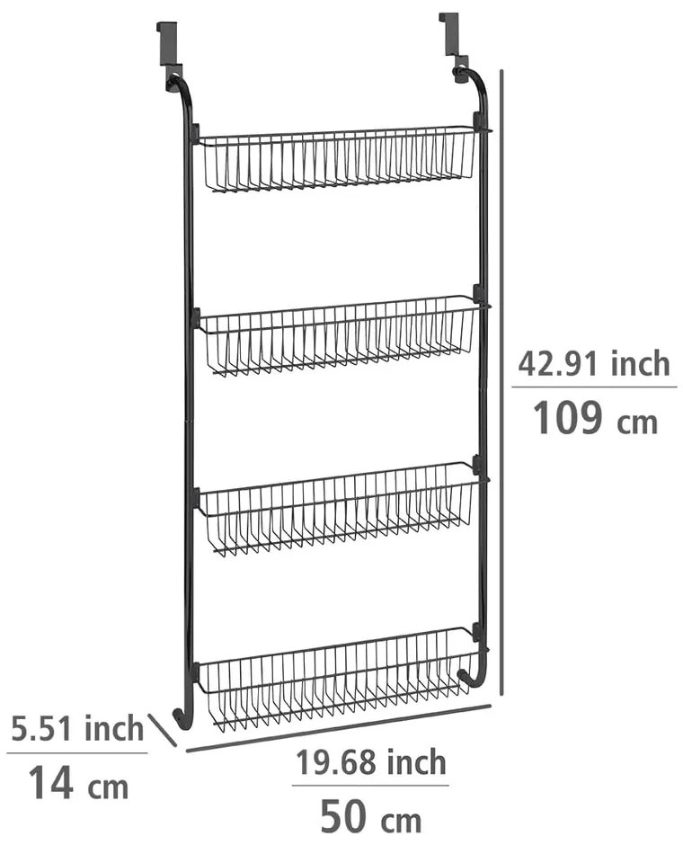 Черен висящ органайзер за кухненски врати - Wenko