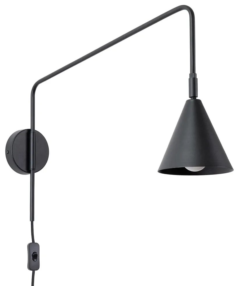Черна стенна лампа за контакт Zylo – Sollux