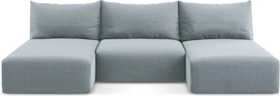 Син кадифен сгъваем/с място за съхранение ъглов диван (U форма) Kalena – Makamii