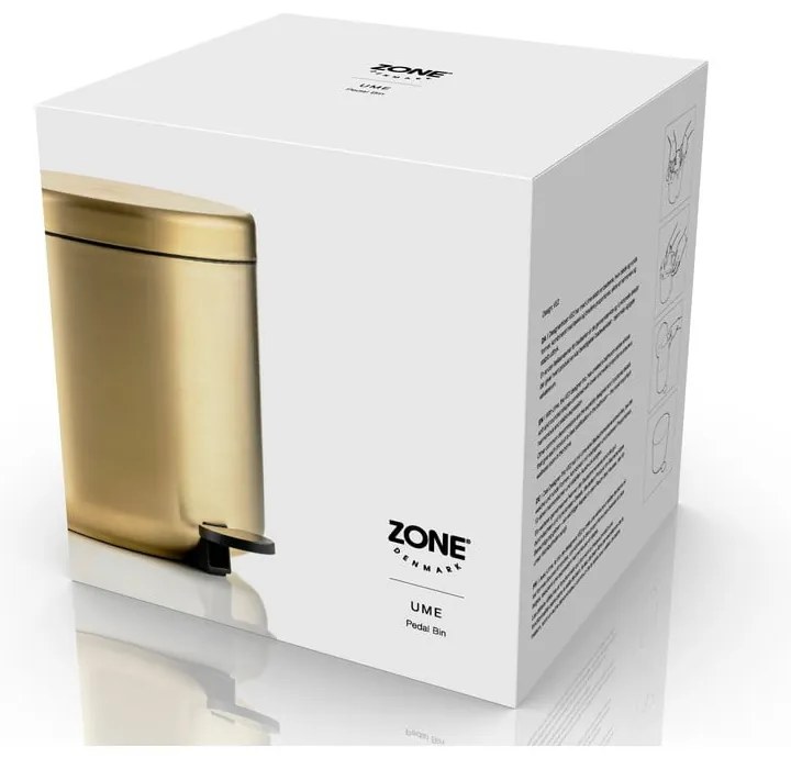 Кошче за боклук с педал от неръждаема стомана в месингов цвят 4 l Ume Brass – Zone