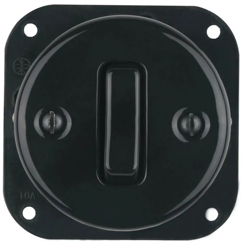 Bohemia-Design - Порцеланов ретро едноклавишен превключвател без рамка № 7, черен