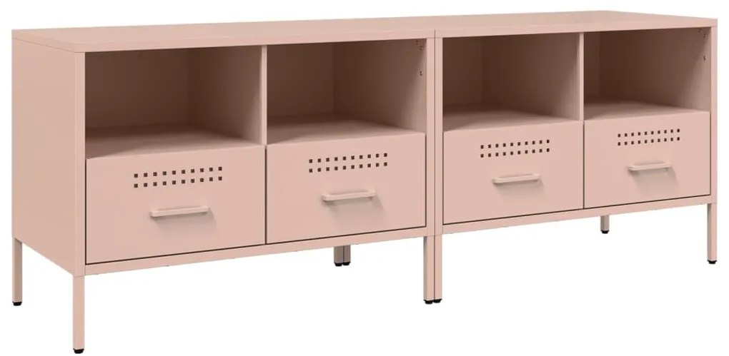 843045 vidaXL ТВ шкафове, 2 бр, розови, 68x39x50,5 см, стомана