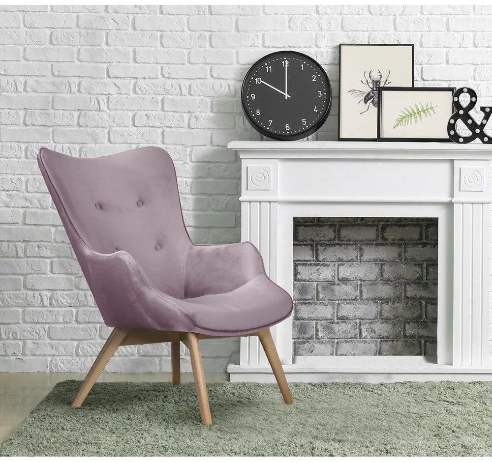 Кадифено кресло лавандула Niko – Ropez