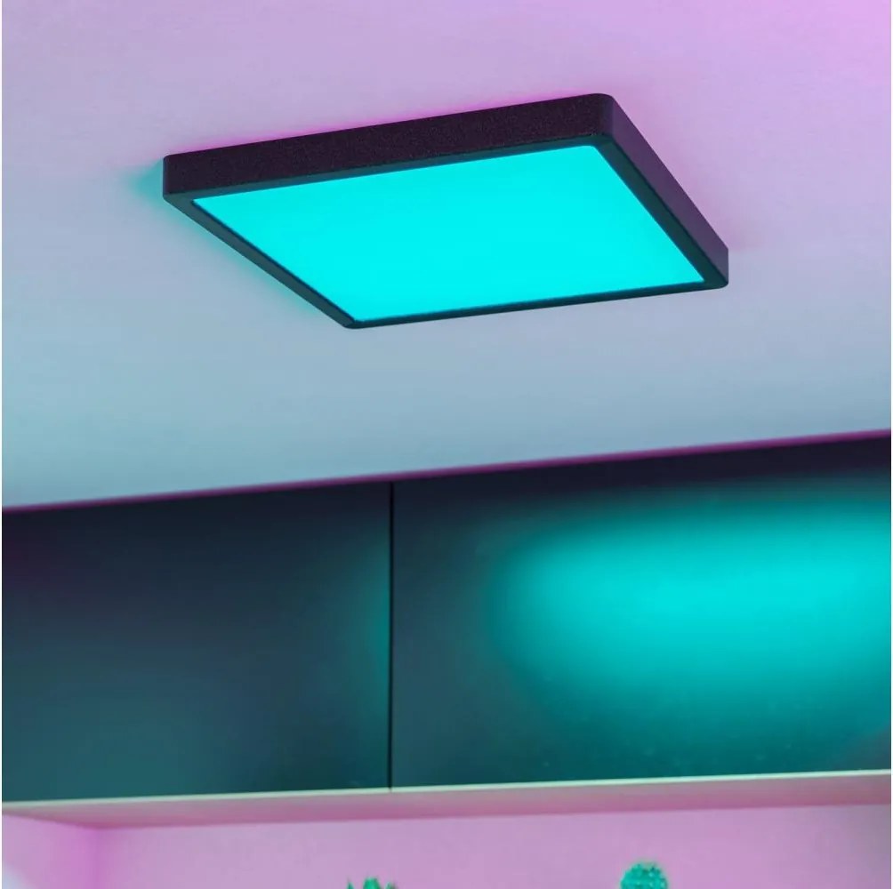 Eglo 901375 - LED RGBW димируем таванен плафон с опушено стъкло FUEVA-Z LED/13,5W/230V 29,5 см IP44 черен