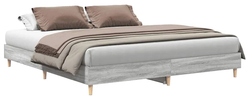 3328704 vidaXL Рамка за легло без матрак сив сонома 200x200 см инженерно дърво