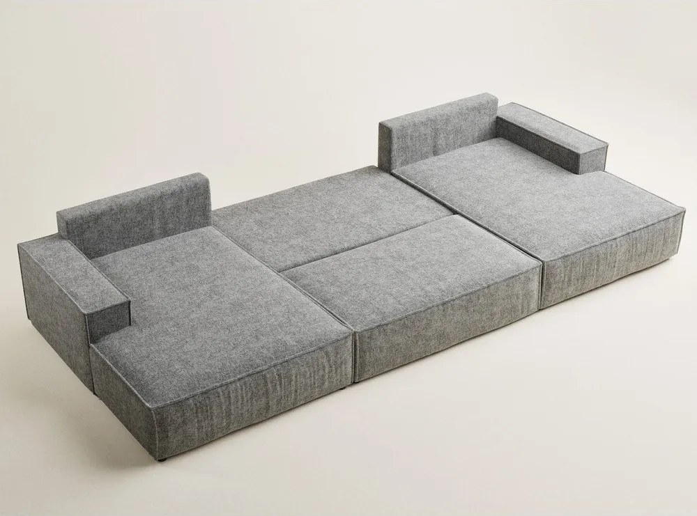 Сив шенилов сгъваем/с място за съхранение ъглов диван (U форма) Kyoto – Maison de Rêve