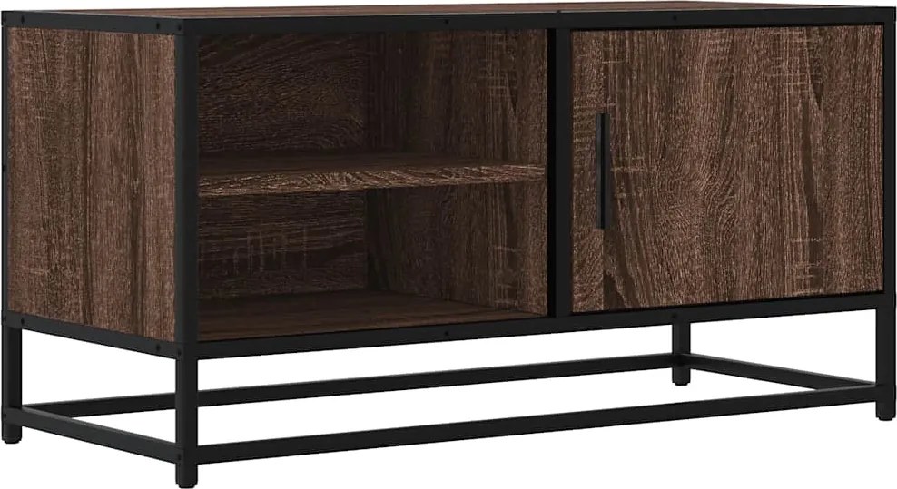 848823 vidaXL ТB шкаф, кафяв дъб, 80x34,5x40 см, инженерно дърво и метал